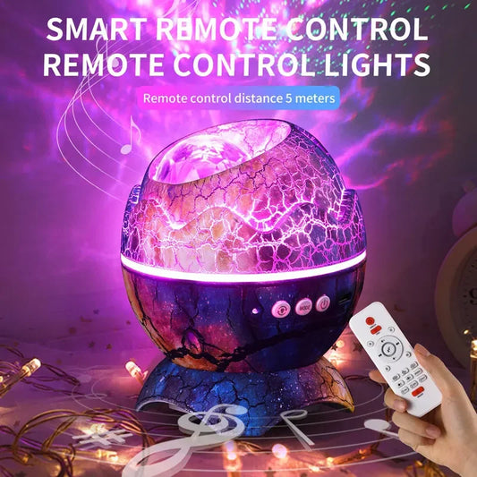 Dinosaur Egg Shell Galaxy Projector Starry Sky Night Light Bluetooth-Speakers LED Nebula Lamp Cute Gaming Room Decor Kids Gift